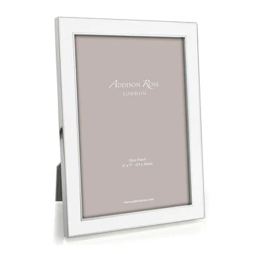 White Enamel Silver Trim Frame 4x6