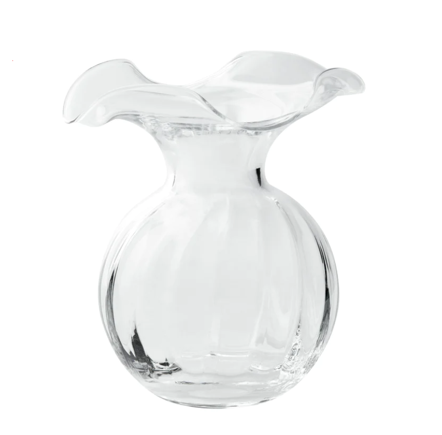 Hibiscus Fluted Clear Small Vase
7" H