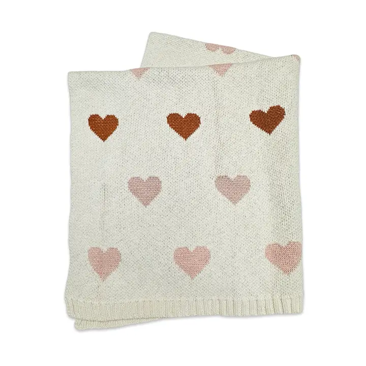 Organic Cotton Jacquard Baby Blanket, Hearts