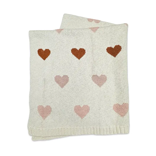 Organic Cotton Jacquard Baby Blanket, Hearts