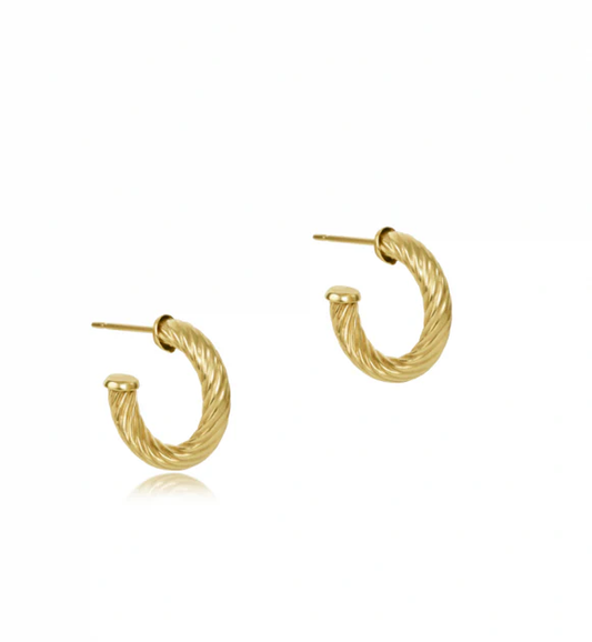enewton Round Gold 0.5" Post Hoop 4mm Textured Twist