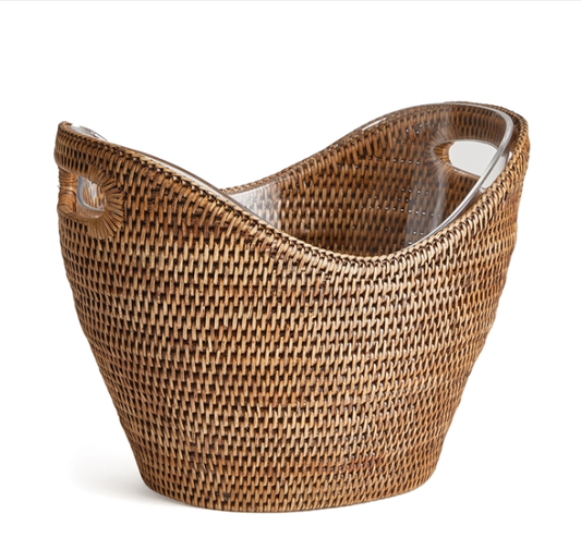 Burma Rattan Beverage Tub, Warm Brown, 14.25"