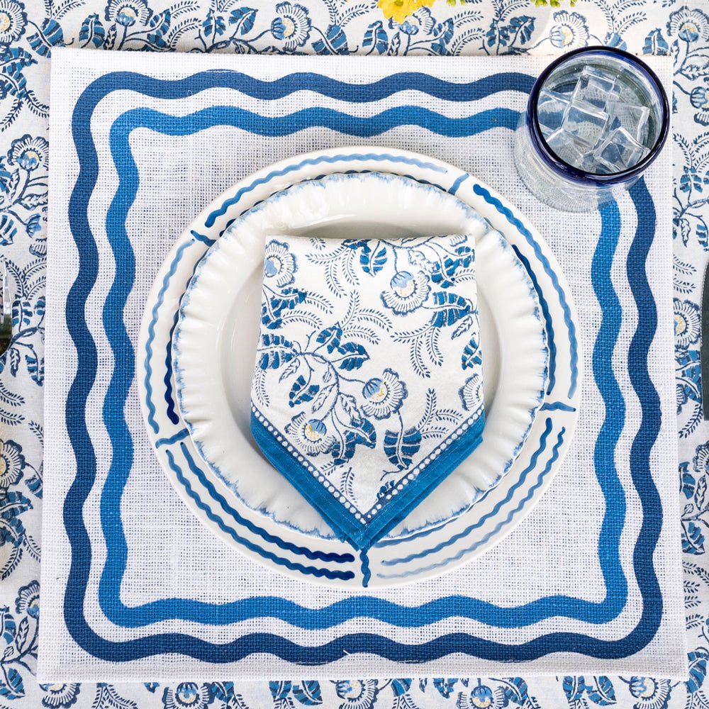 Blue Square Wave Placemat Set of 4