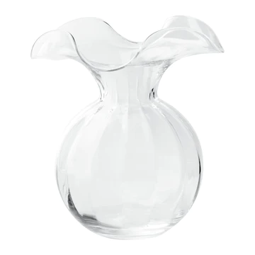 Hibicus Clear Glass MEdium Fluted Vase 9" d x 10'H