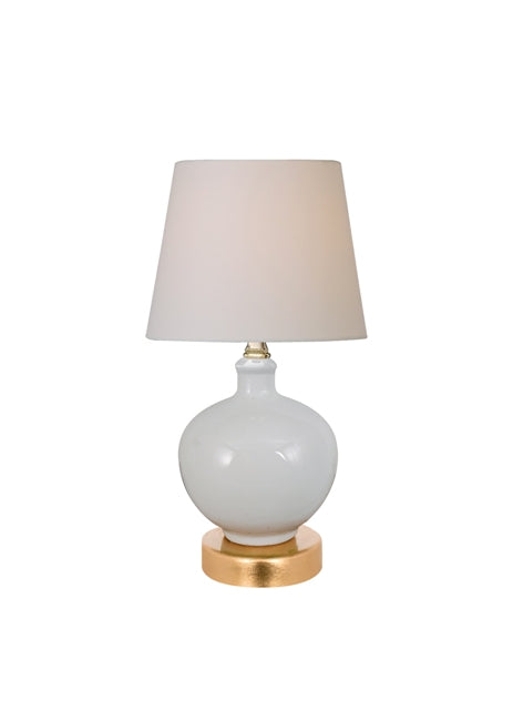 White Porcelain Vase Lamp w/ Gold Base