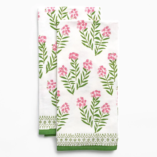 Phlox Pink Tea Towels, Pair