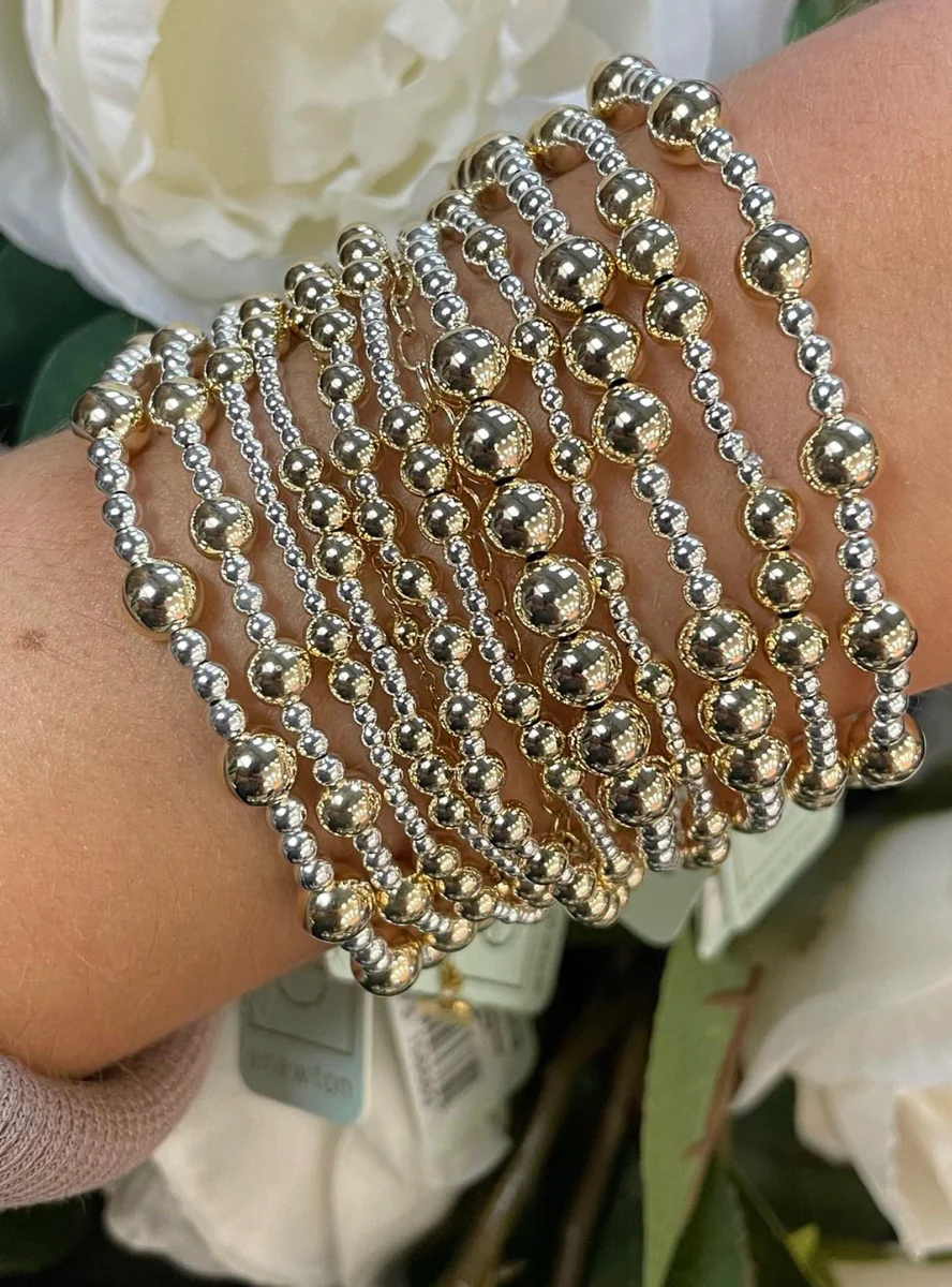 enewton Classic Joy Pattern 4mm Bead Bracelet - Mixed Metal
