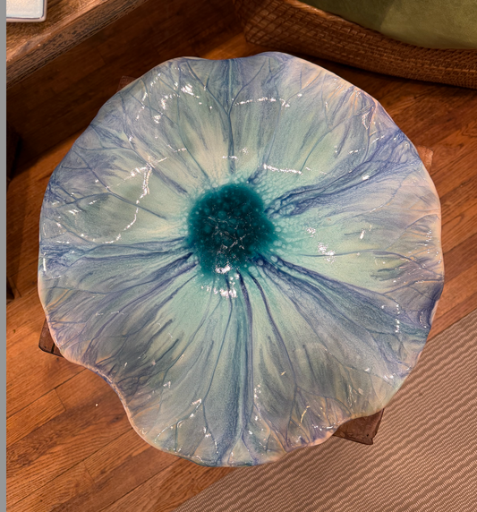 Lotus Leaf Turquoise Plate, 17"