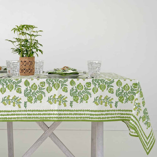 Pom Bells Green Tablecloth Cotton 60x120
