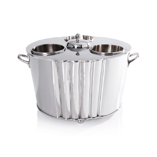 Alsace Brass Three-Bottle Wine/Champagne Cooler, Polished Nickel