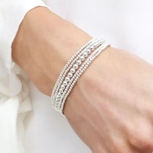 Classic Sterling Silver 2mm Bead Bracelet