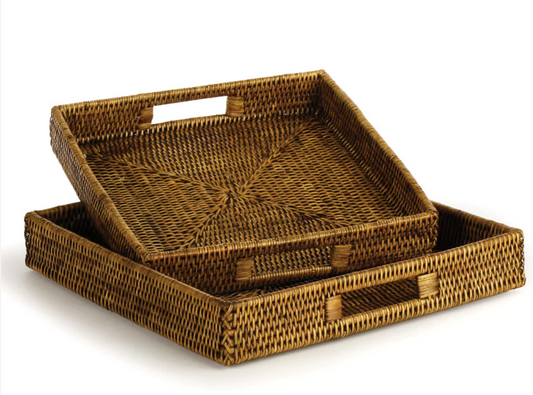 Burma Rattan Square Table Tray, Large 13.75
