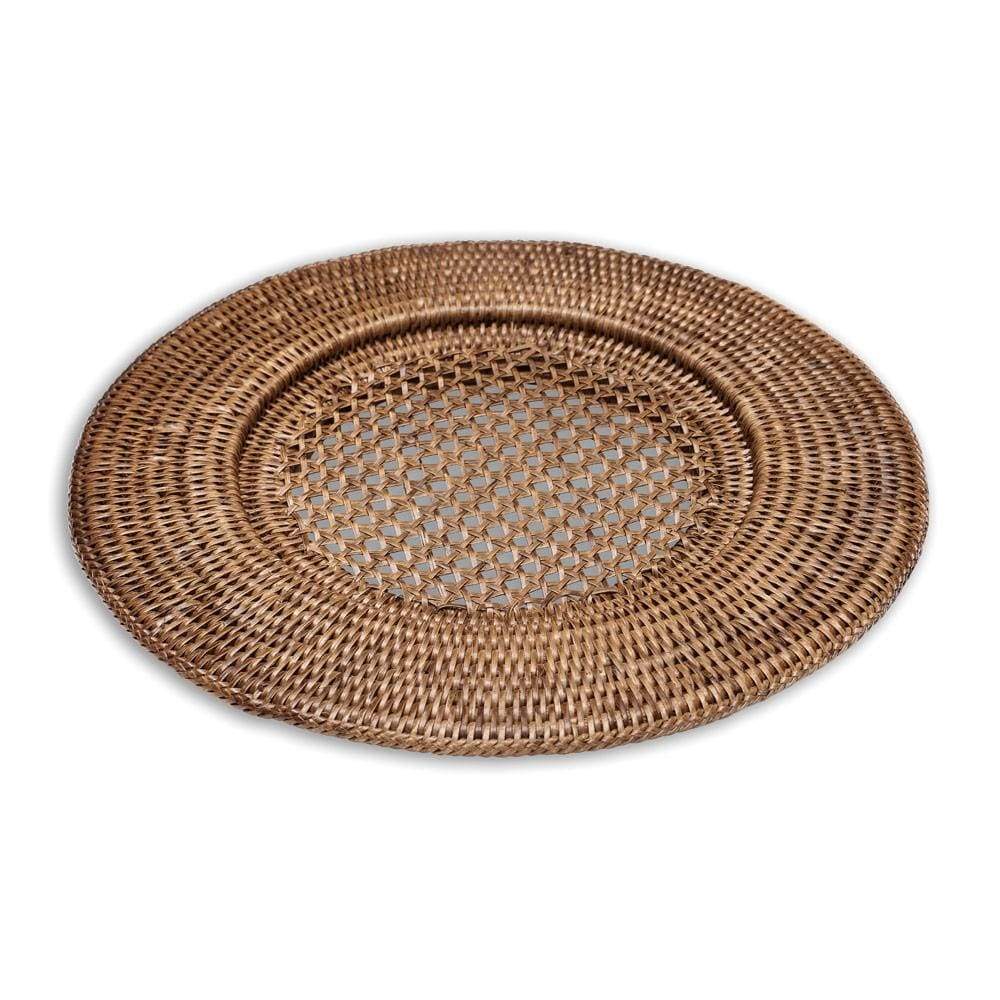 12 Inch Rattan Round Plate Charger in Dark Natural