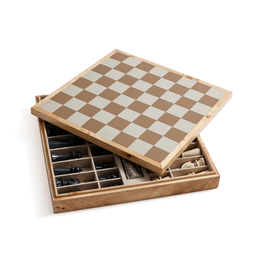 Chess & Checkers Set Burl Wood