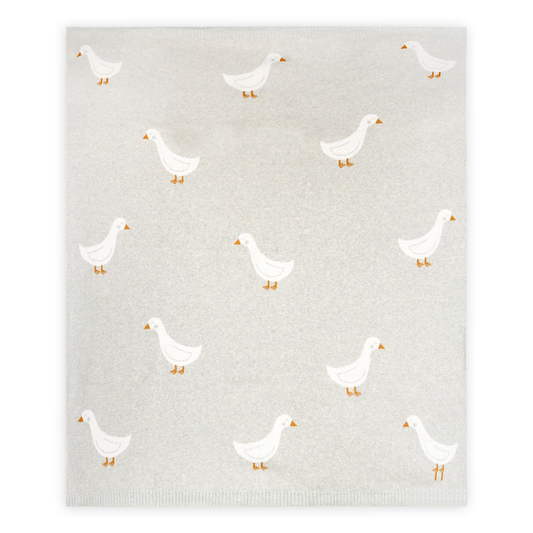 Organic Cotton Jacquard Baby Blanket, Duck Waddle