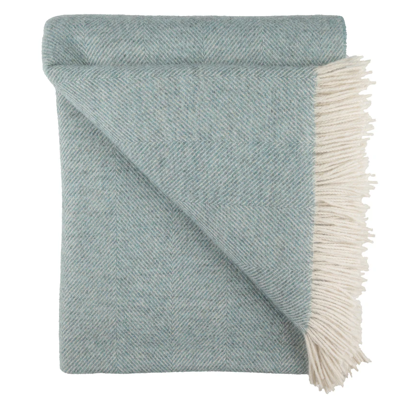 Southampton Herringbone Merino Wool Block Throw - Pink 55x72