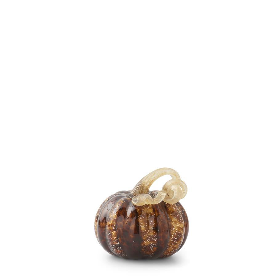 Brown Speckled Glass Pumpkin, 3.25"