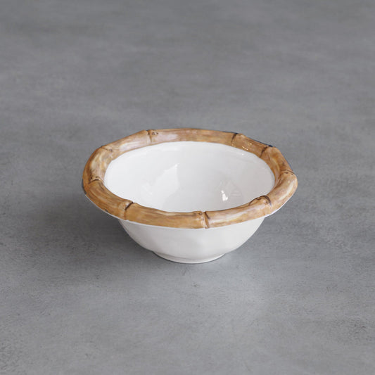 Melamine Bamboo Mini Bowl, White and Natural