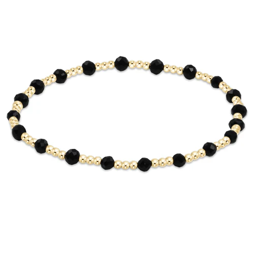 enewton Gemstone Gold Sincerity Pattern 3mm Bead Bracelet Faceted Onyx