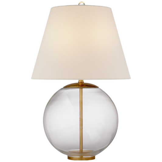 Morton Table Lamp in Clear Glass w/ Linen Shade 24"x16.5"