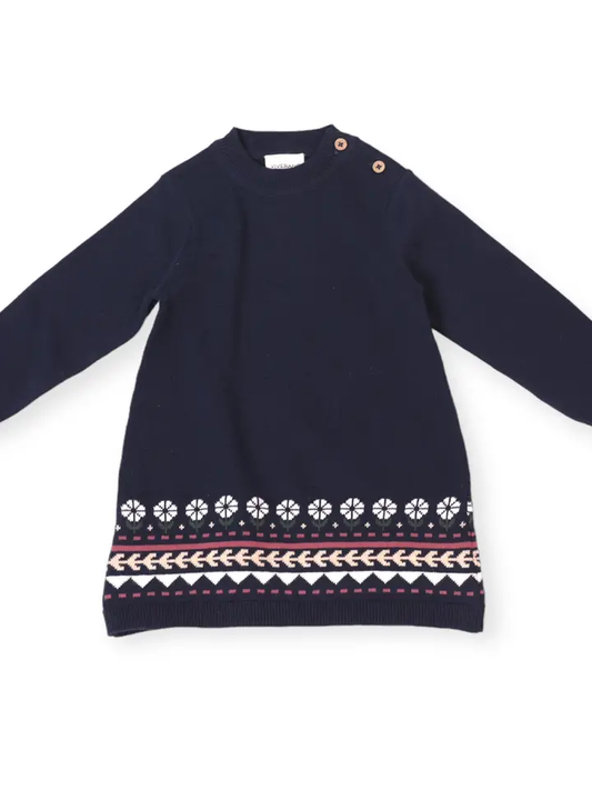 Fair Isle Baby Girl Sweater Knit Dress, 6-12m