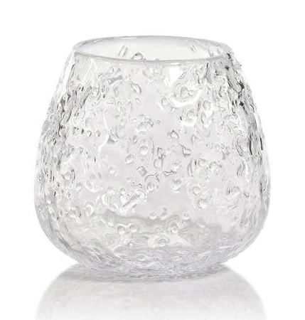 Scissor Cut Glass Candle Holder with Glass Chips
