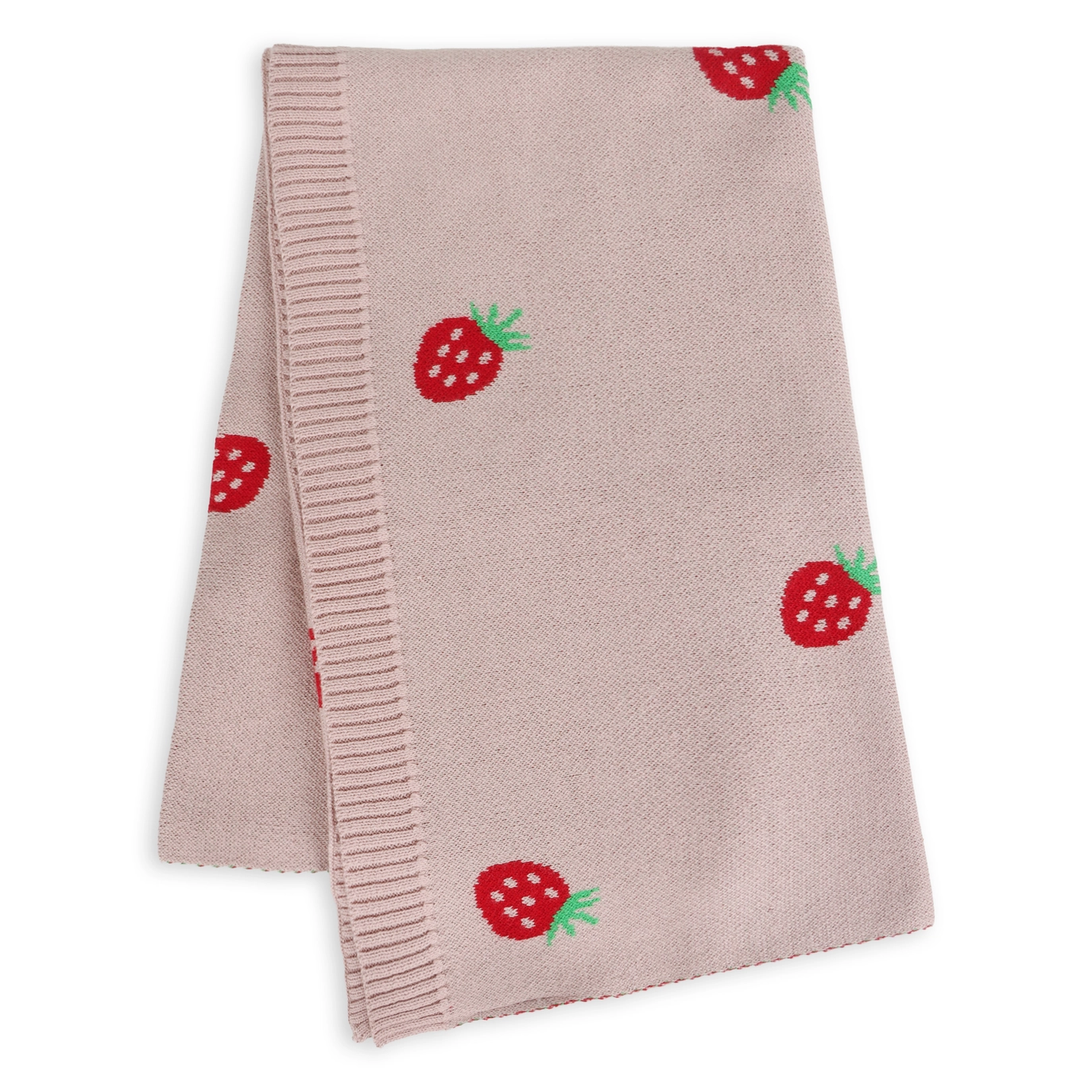Organic Cotton Jacquard Baby Blanket, Strawberry