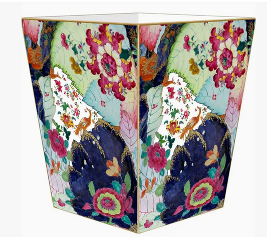 Tobacco Leaf Wastepaper Basket - Flat Top
Wood/Decoupage