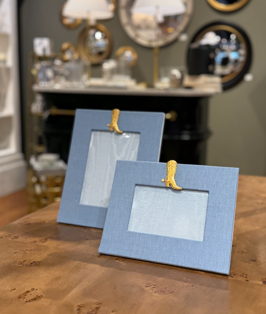 Denim Cowboy Boots Medallion Frame, 5x7 Vertical
