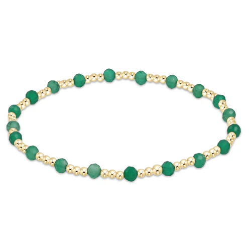 enewton Gemstone Gold Sincerity Pattern 3mm Bead Bracelet Green Onyx