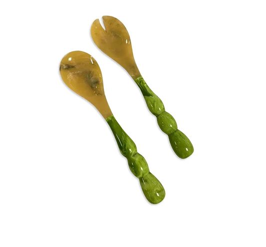 Bubble Salad Servers - Green, Resin