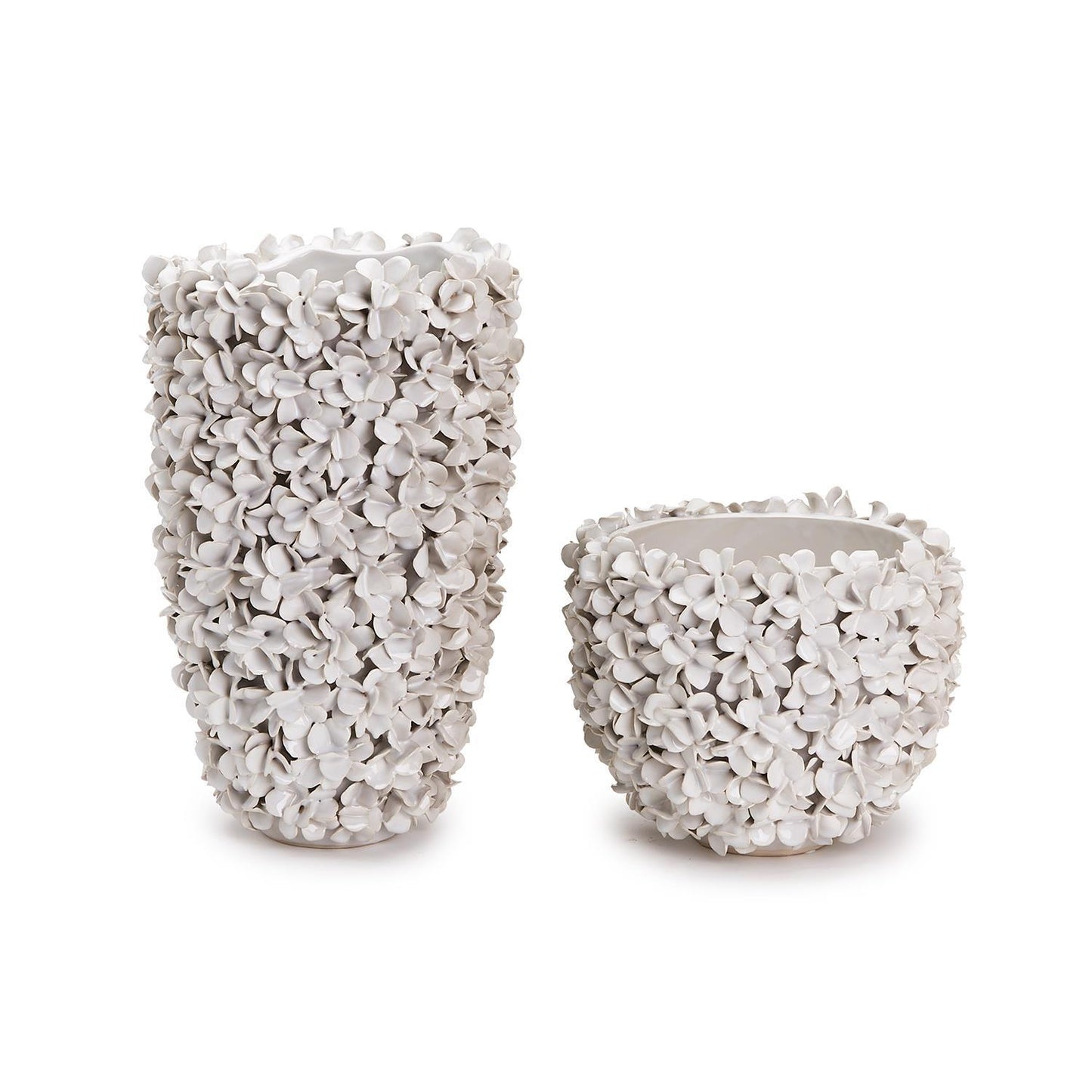 Hydrangea White Planter/Vase, 8"x10"