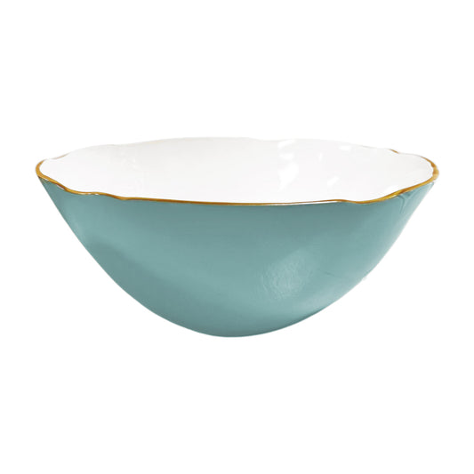 Turquoise & WhitevEncanto Demeter Large Bowl -
 13" L x 12.5" W x 5.75" H