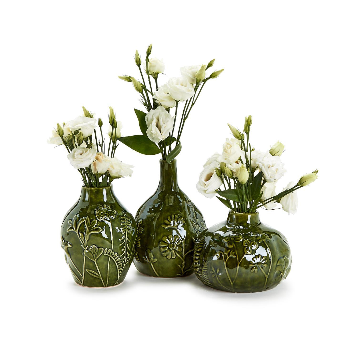Green Floral Scape Vases