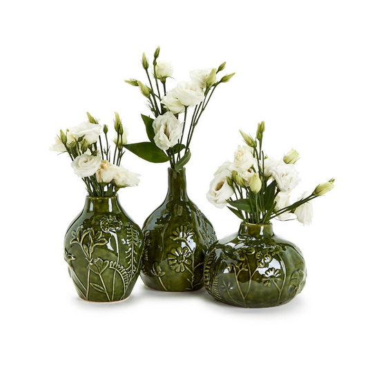 Green Floral Scape Vases