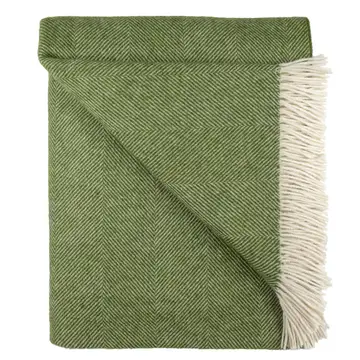 Southampton Herringbone Merino Wool Block Throw - Silver 55x72