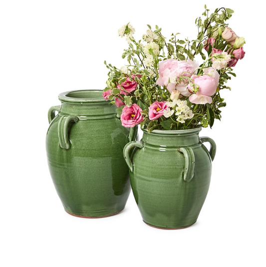Green Four Handled Jar, Large