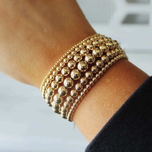 Classic Gold 5mm Bead Bracelet - Extends (7.25")