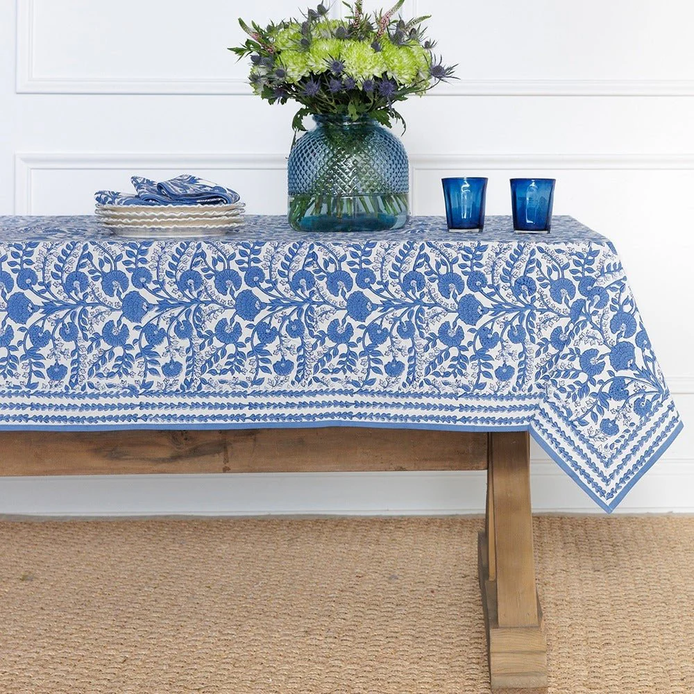 Cactus Flower Blue Tablecloth, 60x90