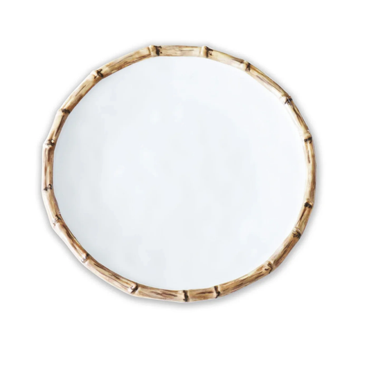 Melamine Bamboo 9" Salad Plate, Set of 4 (White and Natural)