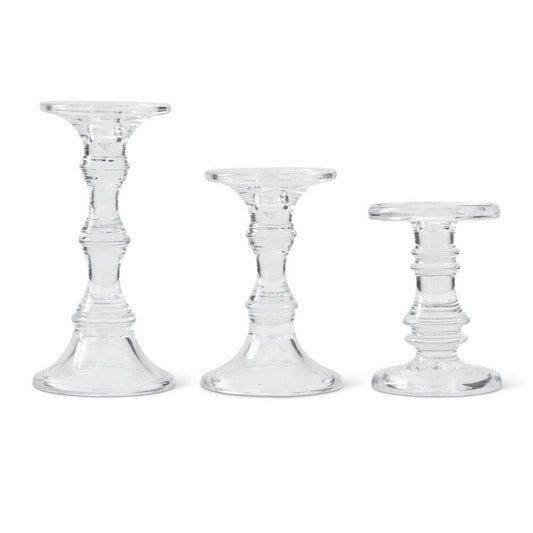 Glass Candleholder with Lumiinara Candle, 7"