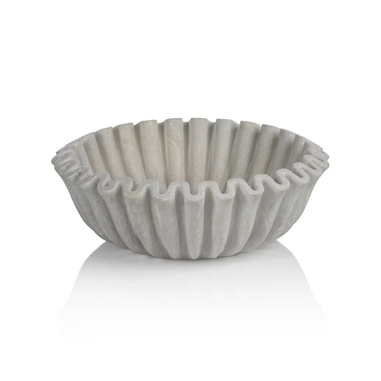 Large Scalloped Marble Bowl 11.75 x 4.25