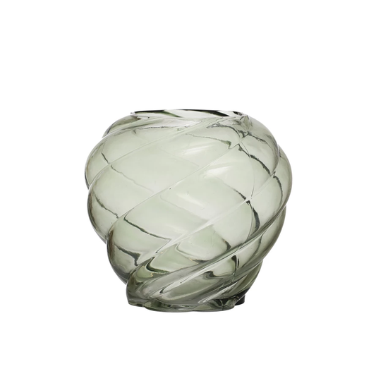 Round Glass Swirl Vase