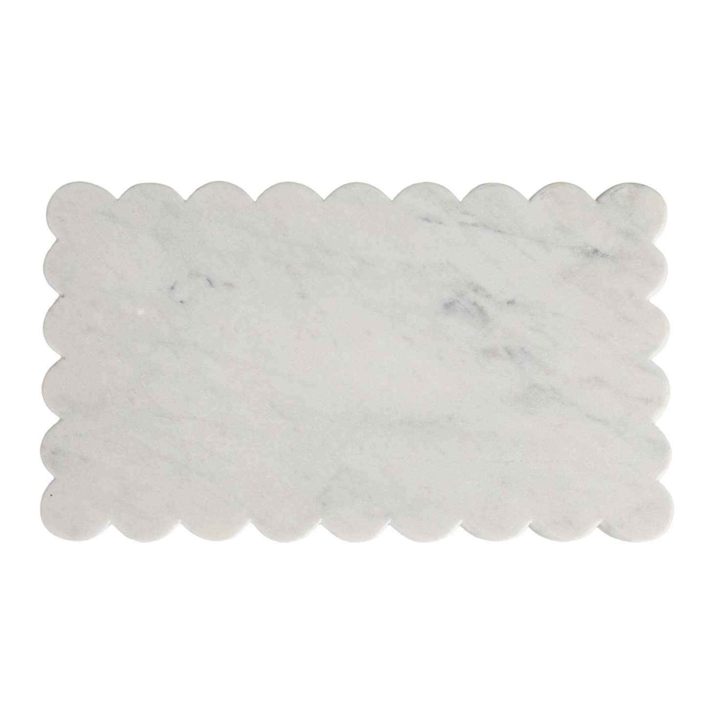 Scalloped Marble Cheese Board, White 14 X 8