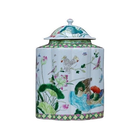 Porcelain Flower Tea Jar, 13"