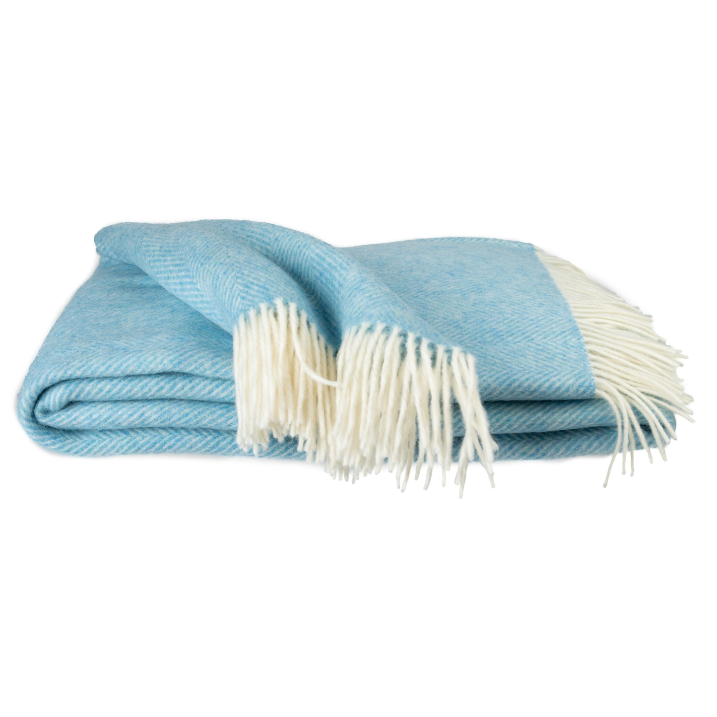 Southampton Herringbone Merino Wool Throw - Sky Blue 55x72