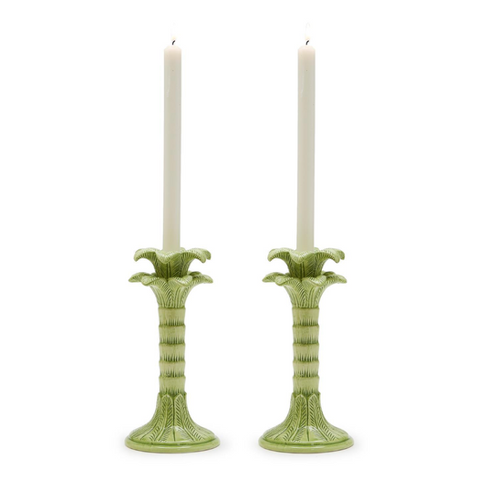 Palm Candlestick Holders, Set of 2