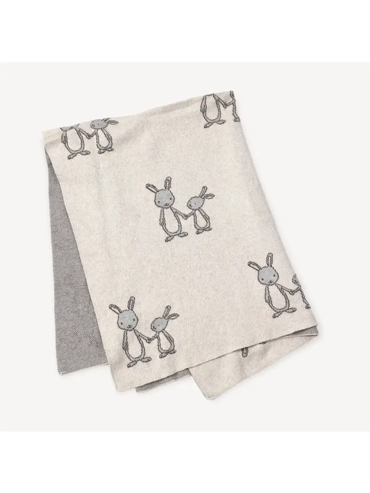 Organic Cotton Jacquard Baby Blanket, Bunny
