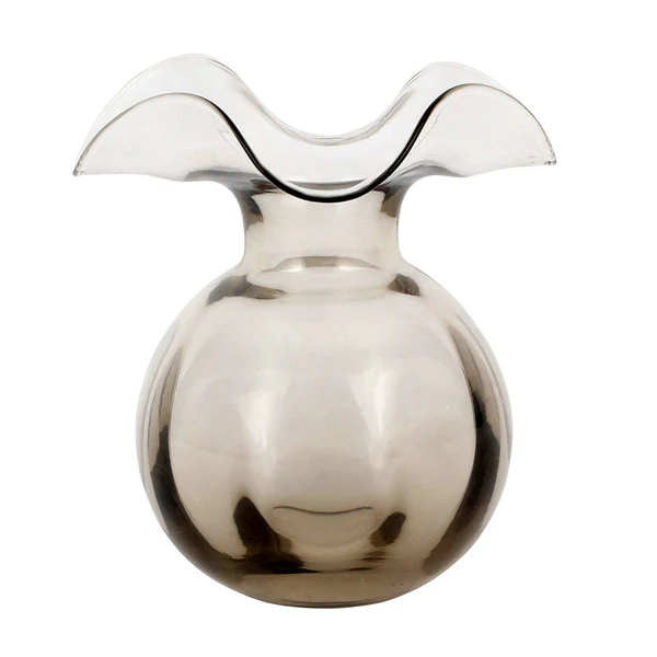 Vietri Hibicus Gray Glass Medium Fluted Vase