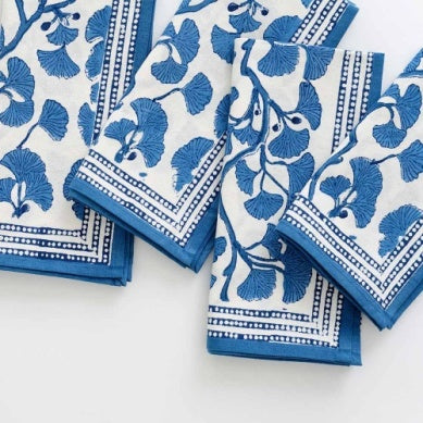 Ginkgo Blue Napkins, Set of 4